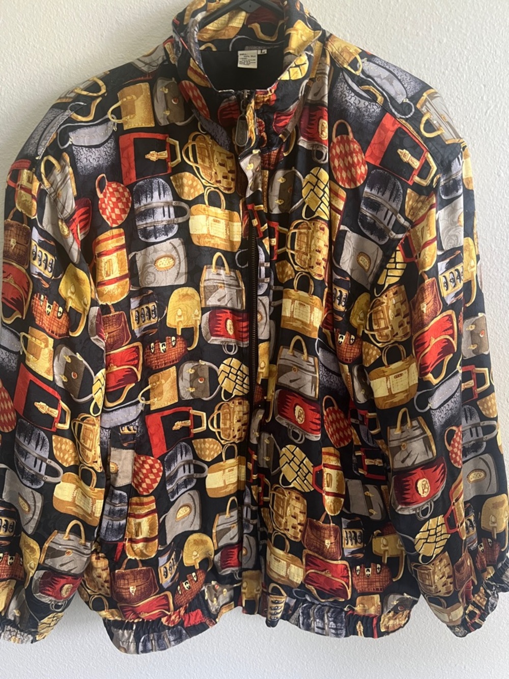 Vintage Fuda International Funnel Neck 💯 Silk Bomber Jacket